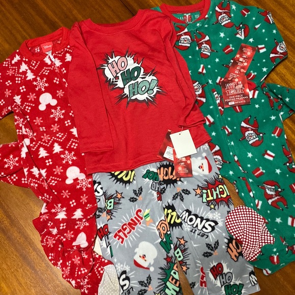 Disney Other - 24 month 2T Christmas Pajama Bundle 4 Pieces unisex boys Jammies 2 NWT